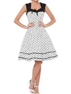 Killreal Polka Dot Dress NWT Black White Fit Flare Vintage Style